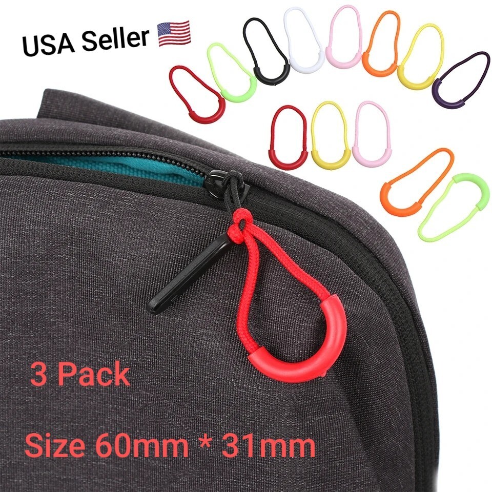 3PC Zipper Pull Puller End Fit Rope Tag Replacement Clip Broken Buckle Fixer Zip