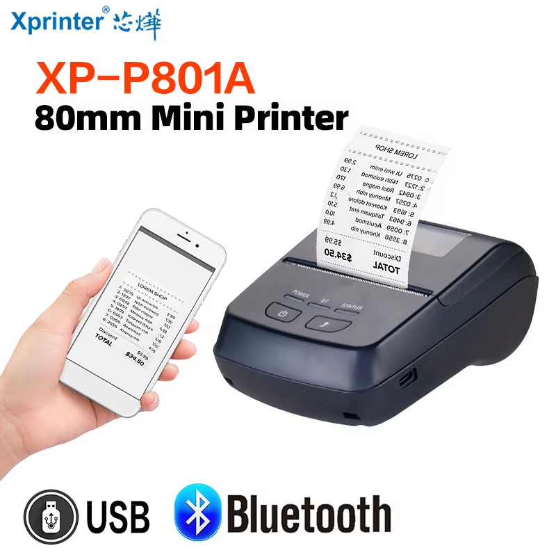 Mini 80Mm Thermal Printers Wireless Portable Receipt Printer Thermal Bluetooth M