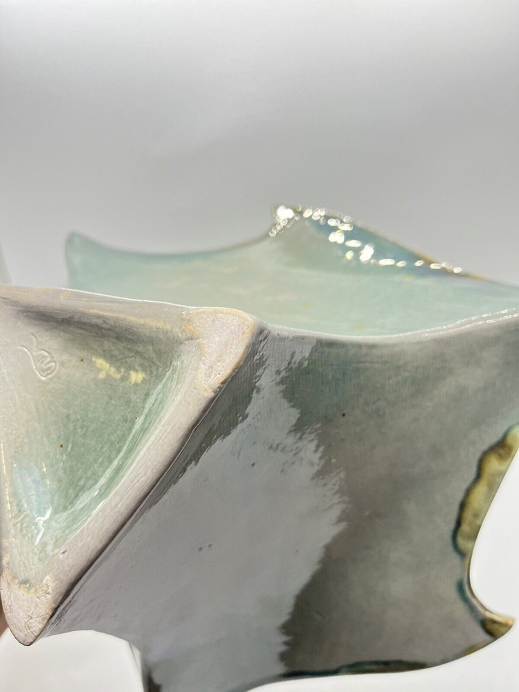 Studio Art Pottery Bowl Ruffled Top