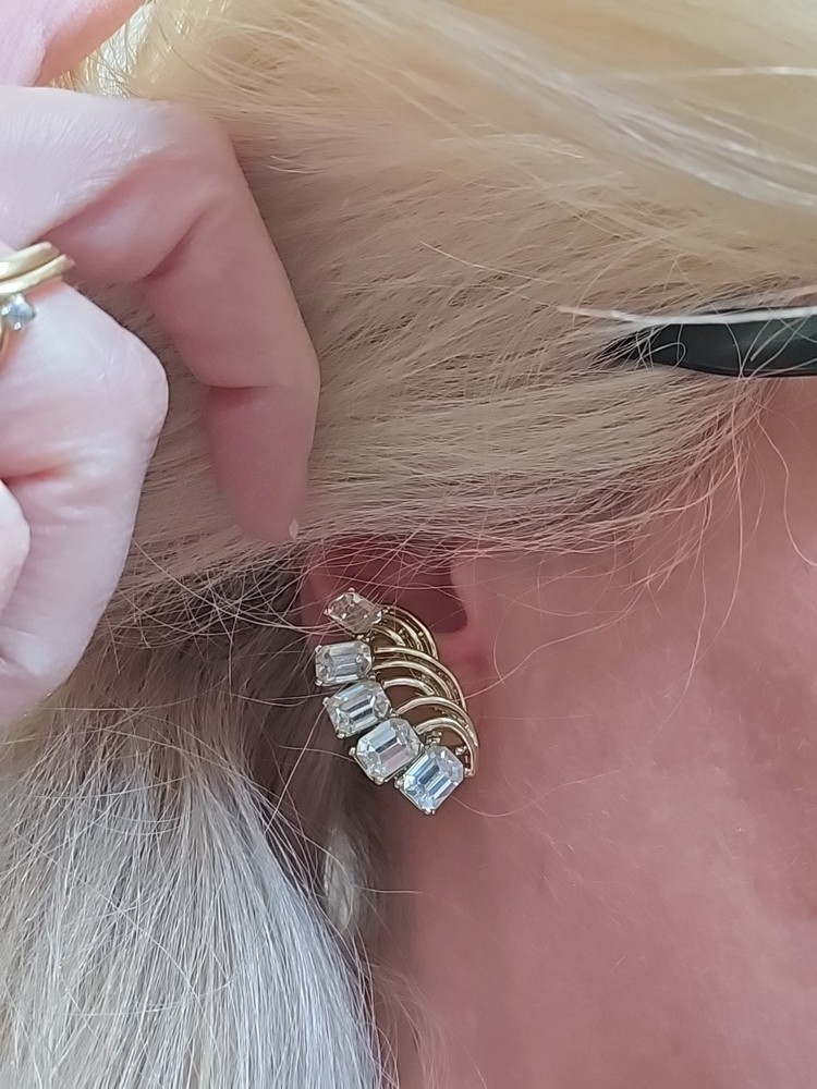 1950's Signed Dodds Gold & Crystal Earrings