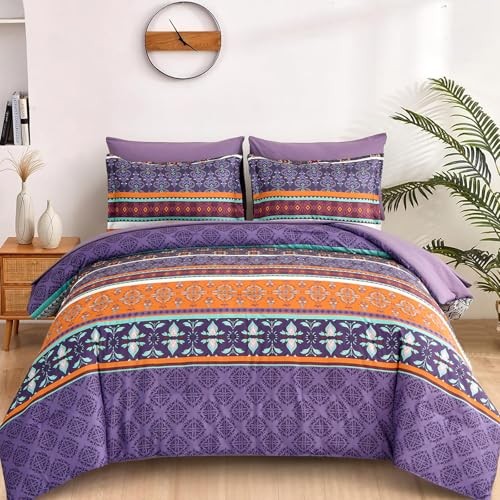 Boho Comforter Set Queen Size,7 Pieces Bohemian Comforter Bedding Set Bed in