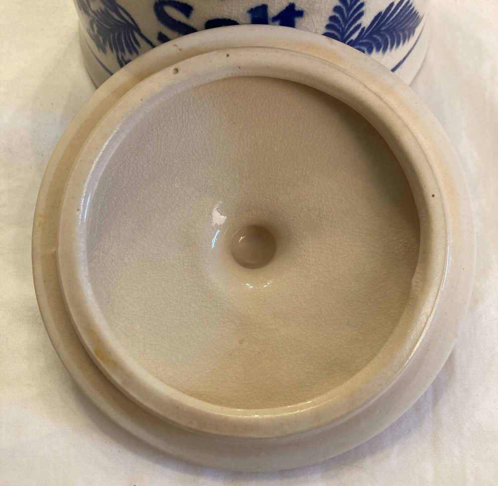 Blue and White Stoneware Salt Cellar