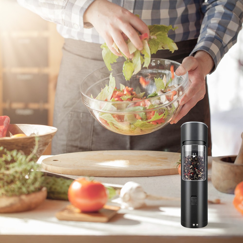 Automatic Gravity Electric Salt Pepper Grinder LED Set Adjustable Coarseness