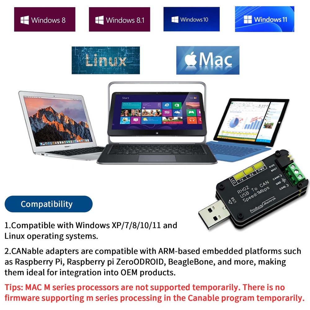 USB to CAN Bus Converter Base on Open-Source Hardware CANable Supports Multip...