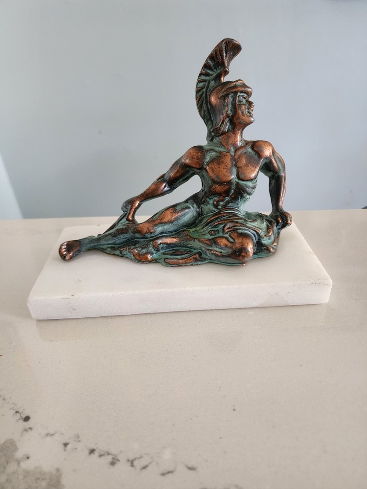 Vintage HELLENIC ART Achilleas Bronze Marble Figural Statue