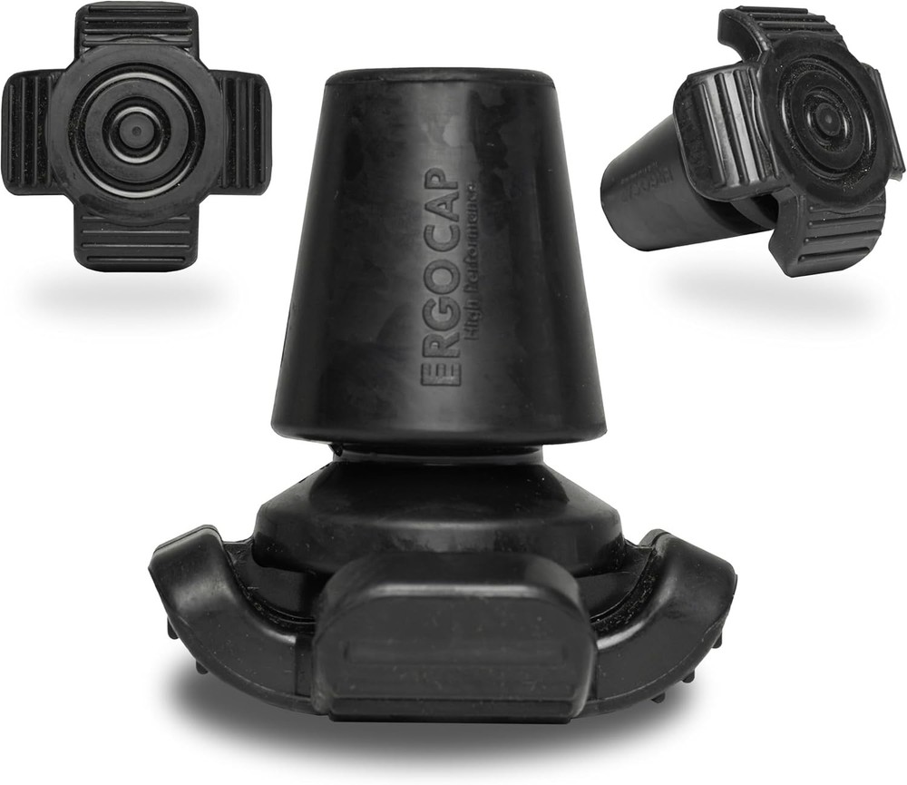 Ergocap High Performance Crutch Rubber Tip - Four-Point Stability & Comfort