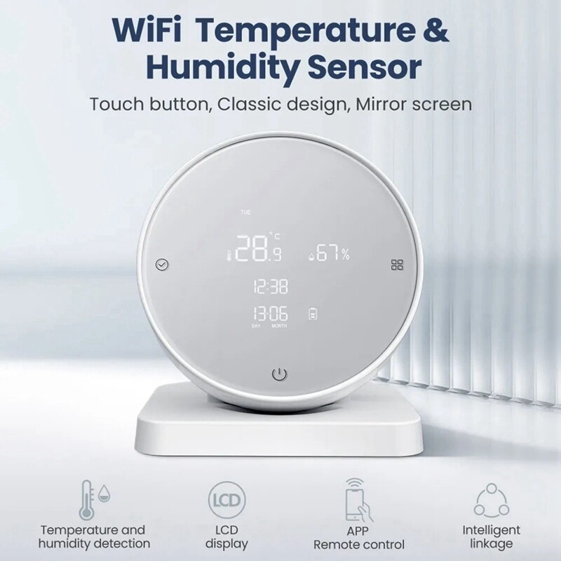 WiFi Temperature & Humidity Sensor, Tuya Hygrometer - with LCD Dis6712-