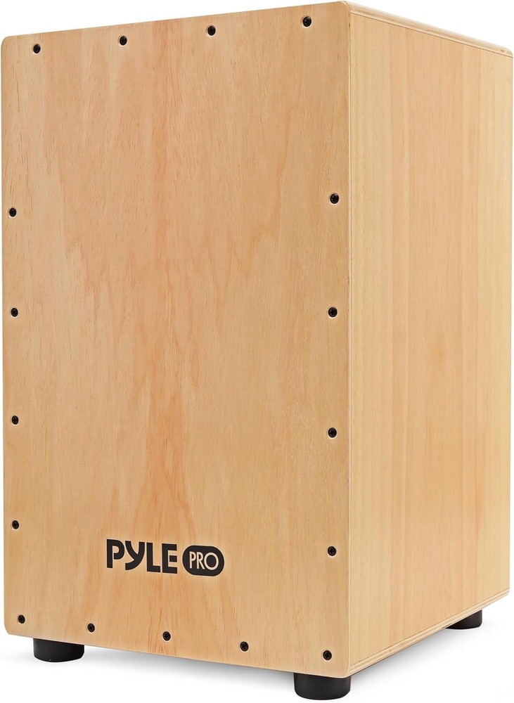 Pyle Jam - Wooden Cajon - Handcrafted Stringed Lightweight Percussion Box With I