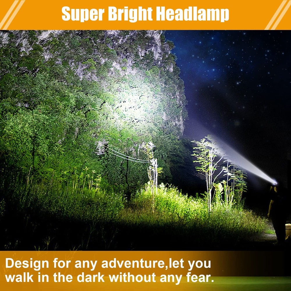 Super Bright LED Mining Headlamp – Rechargeable Waterproof Hard Hat Cap Li