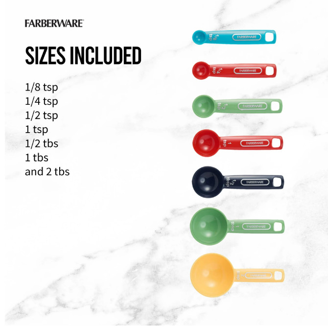 Farberware Plastic Professional 7 Piece Multi-Colored Measuring Spoon Set