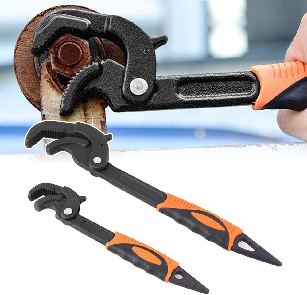 Adjustable Wrench Quick Multi-Function Spanner Power Grip Pipe Wrench Set 2 Pack