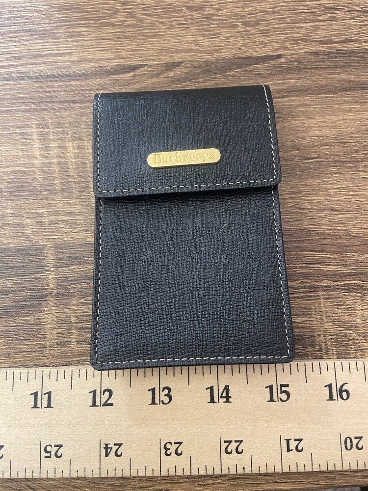 Burberrys Black Leather Cigarette Case Multi Accessory Pouch Nova Check Interior