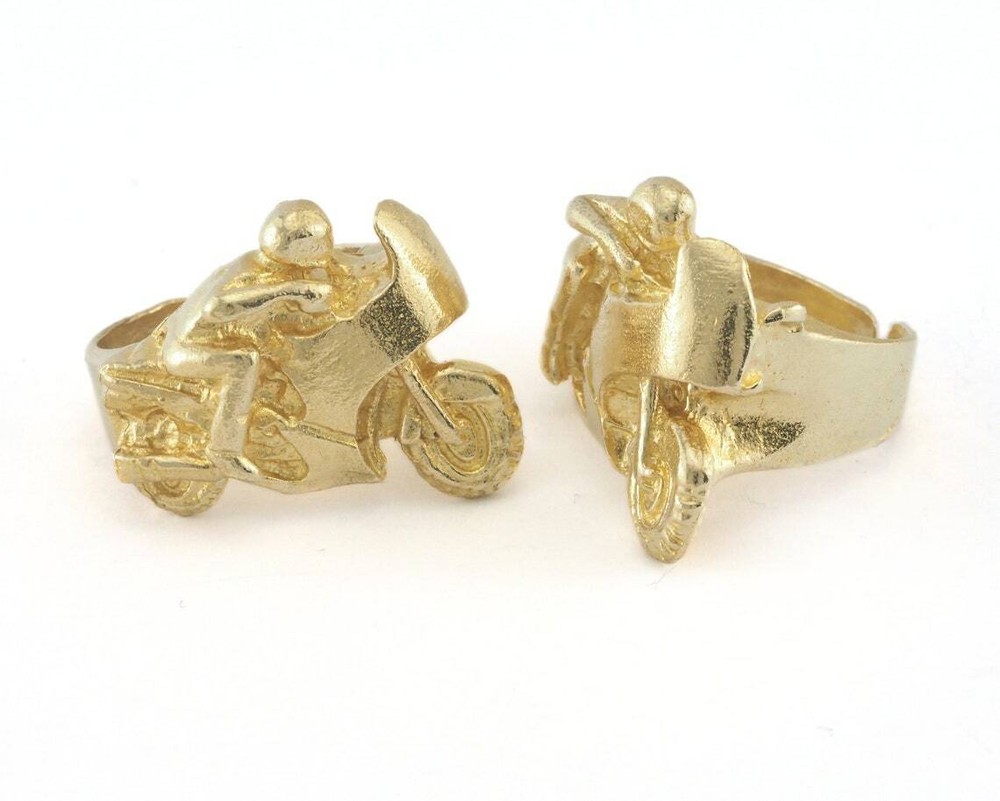 Motorcycles Ring Adjustable Raw Brass (17.5mm 7US inner size) 3223