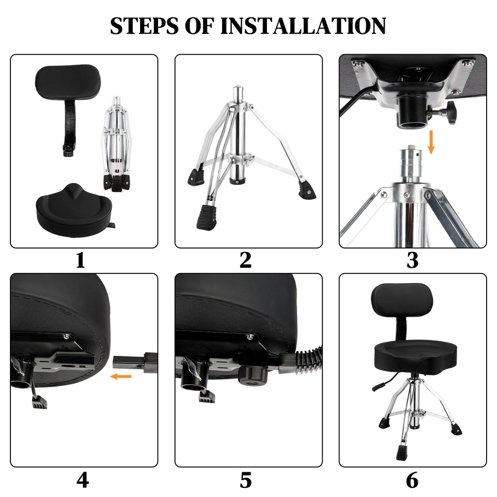 Drum Throne with Backrest,Heavy Duty Hydraulic Adjustable Drum Seat Saddle