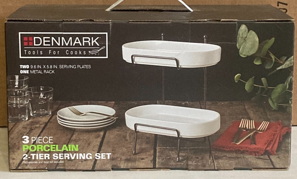 Denmark Tools for Cooks 3pc Porcelain 2-Tier Serving Set