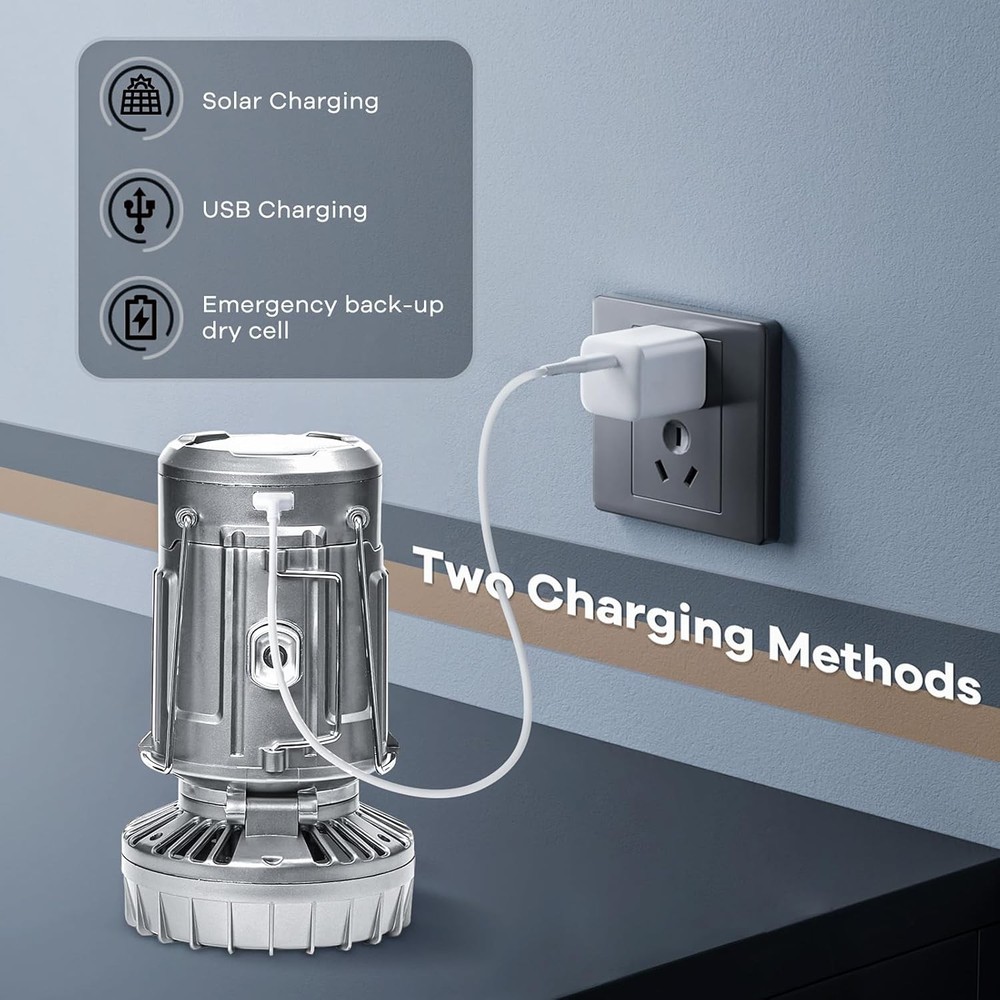 Camping Lantern Solar Fan USB Rechargeable