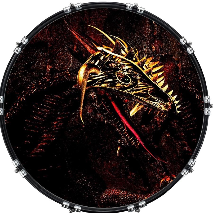 22" Custom Bass Kick Drum Front Head Graphic Graphical Dragon 5