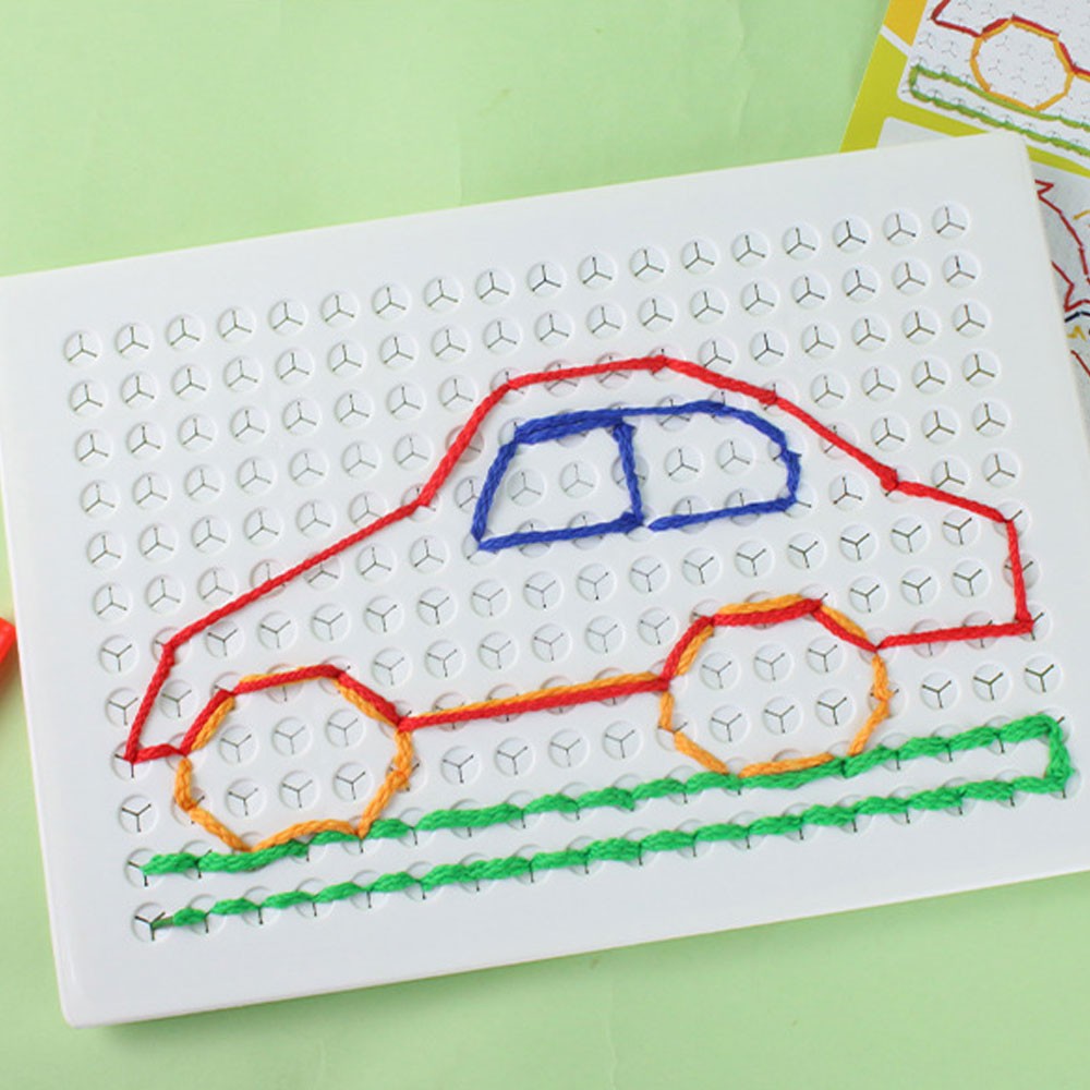 Sensory Thread Board Colorful Threading Toy Calm Down Threading Board TL