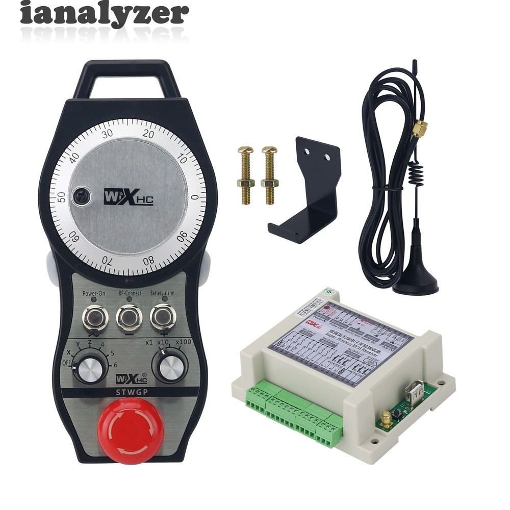 STWGP 6-Axis CNC MPG Wireless Handwheel E-Stop Manual Pulse Generator+Receiver