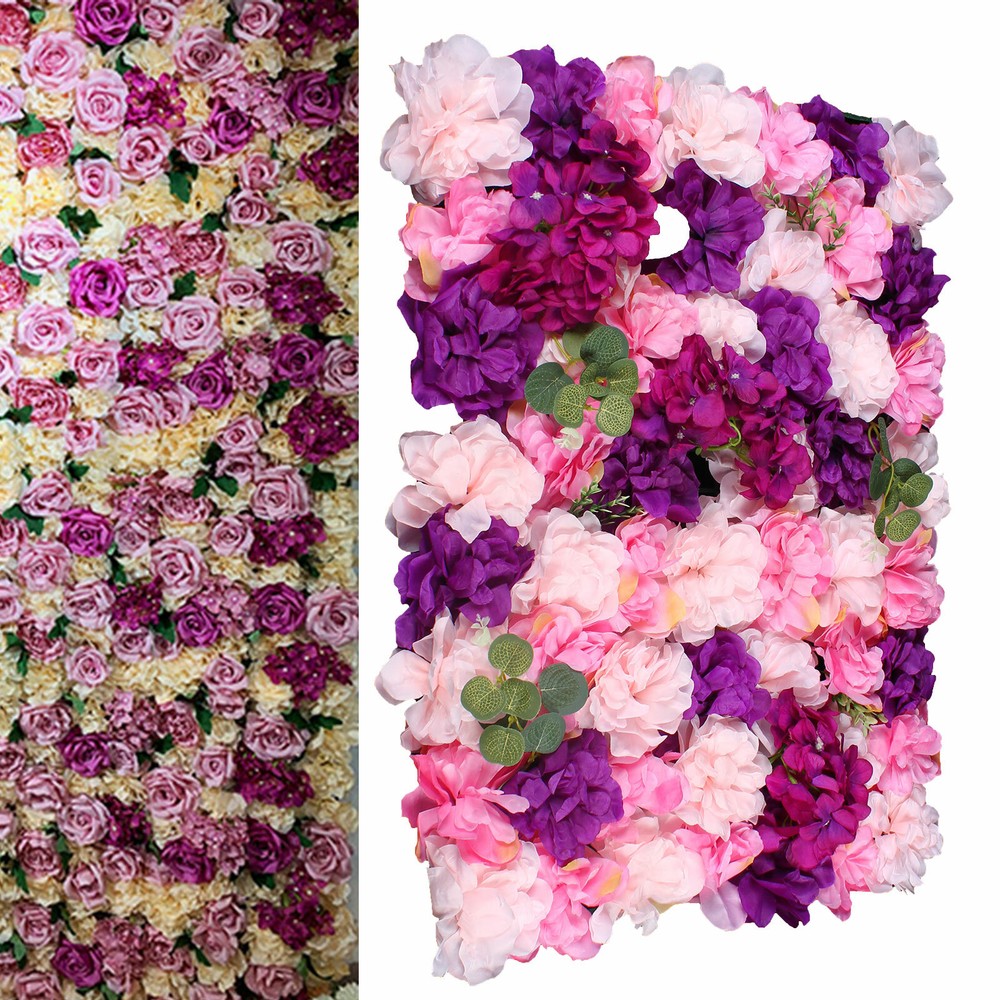 6 Pack Artificial Flower Wall Panels 3D Flowers Wall Panel Backdrop for Wedding