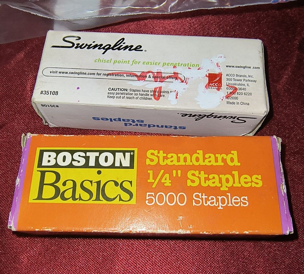 Two (2) Vintage Boxes of ¼” Standard Staples
