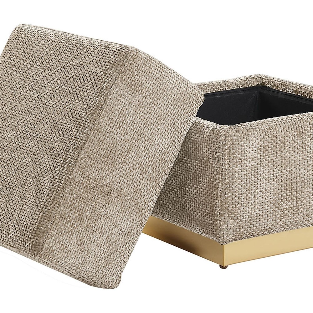 Cube Design Storage Stool Chairs Accent Seating Silver Gray with Gold Plated