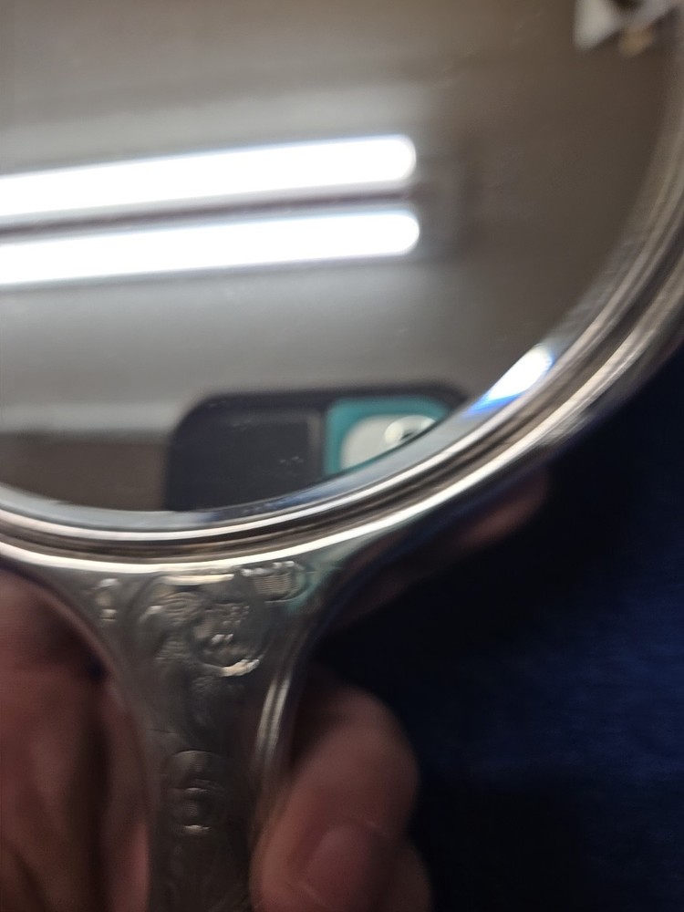 ENGRAVED ANTIQUE RAPOUSSE STERLING SILVER HAND MIRROR