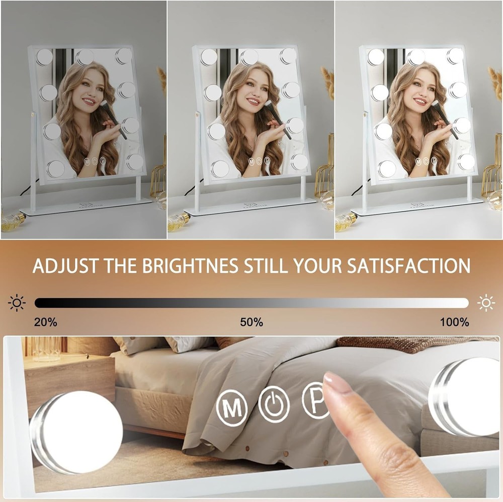 Vanity Mirror with Light Lighted Makeup Mirror Vanity Smart Touch Control 3Co...