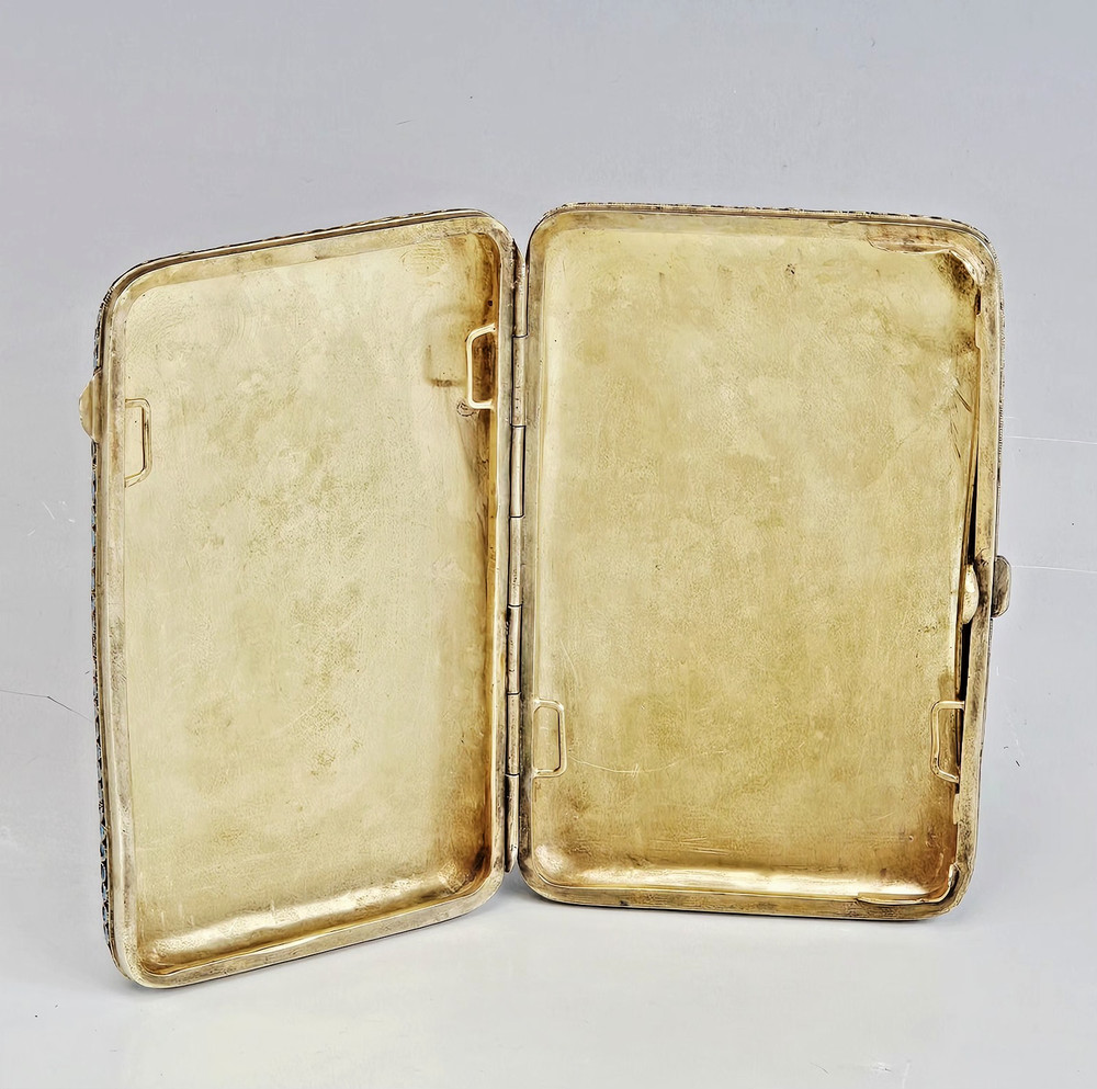 19C Russian Gilt Silver Enamel Cigarette Case