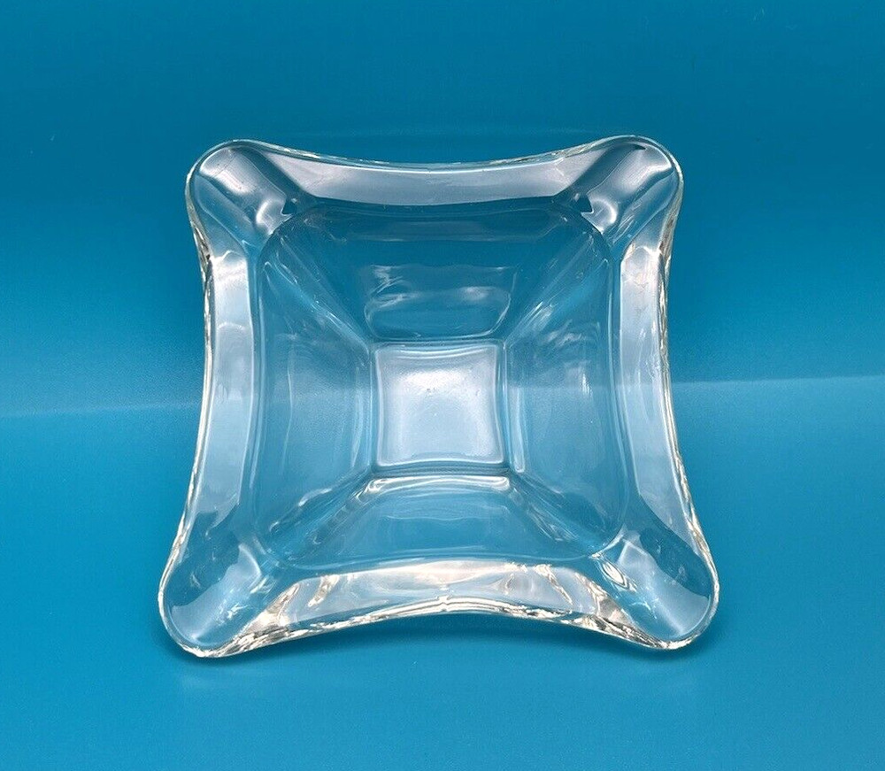 Vintage Diamond Shaped Clear Glass Ashtray 3”