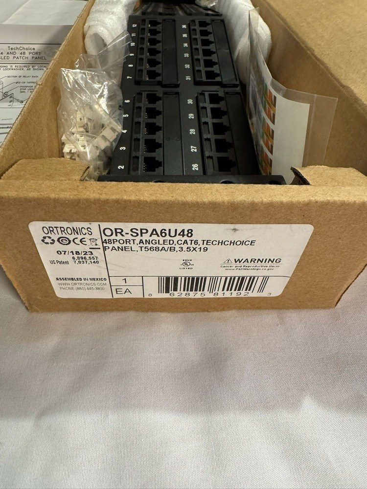 ORTRONICS OR-SPA6U48 Category 6 TechChoice 48 Port Angled Patch Panel Black 1RU