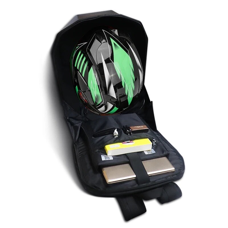 Iron Man Backpack Motorcycle Helmet Bag Waterproof LED Digital Light Hard Shell