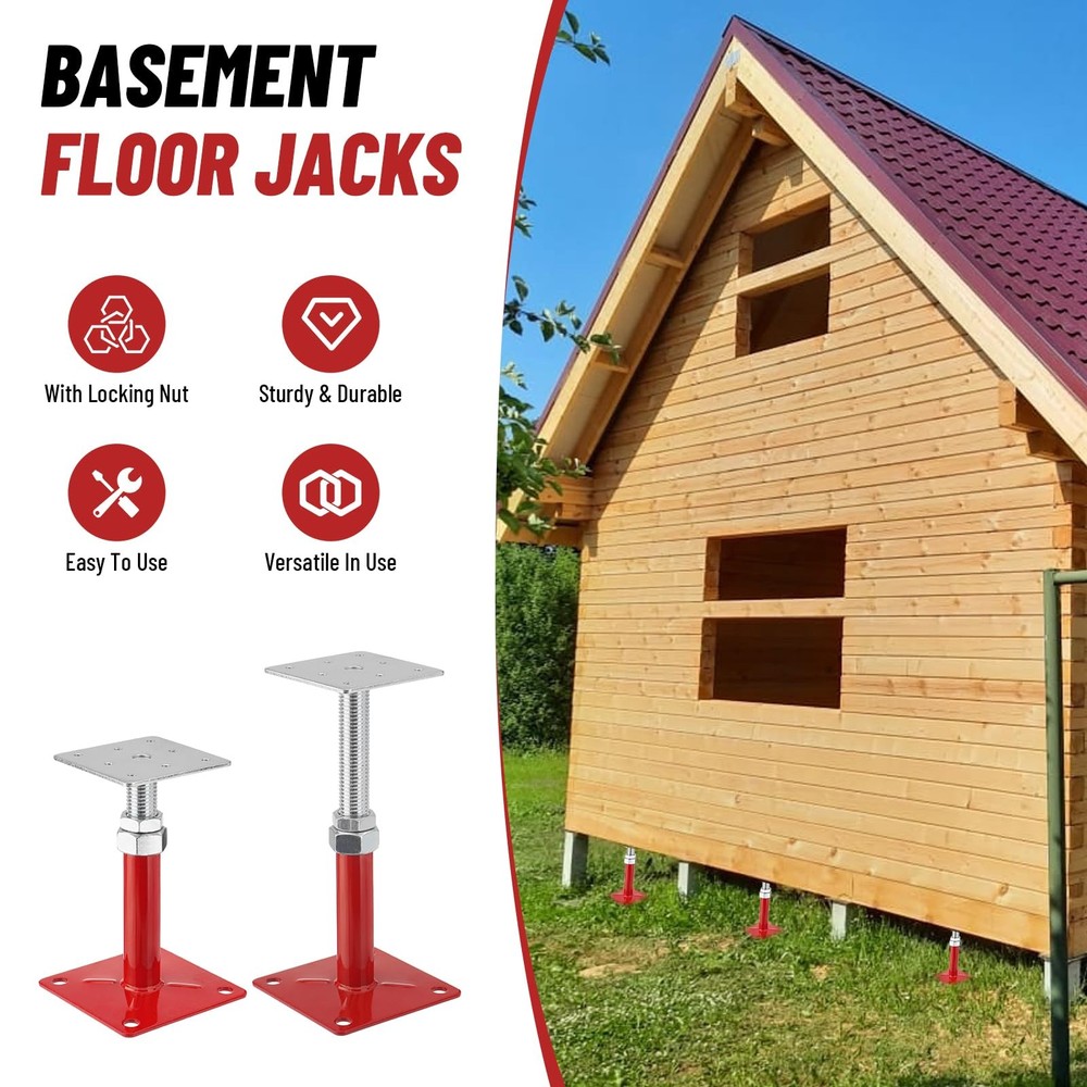 House Floor Jacks, 5-8" Height Range Adjustable Screw Jacks Post, Foundation ...