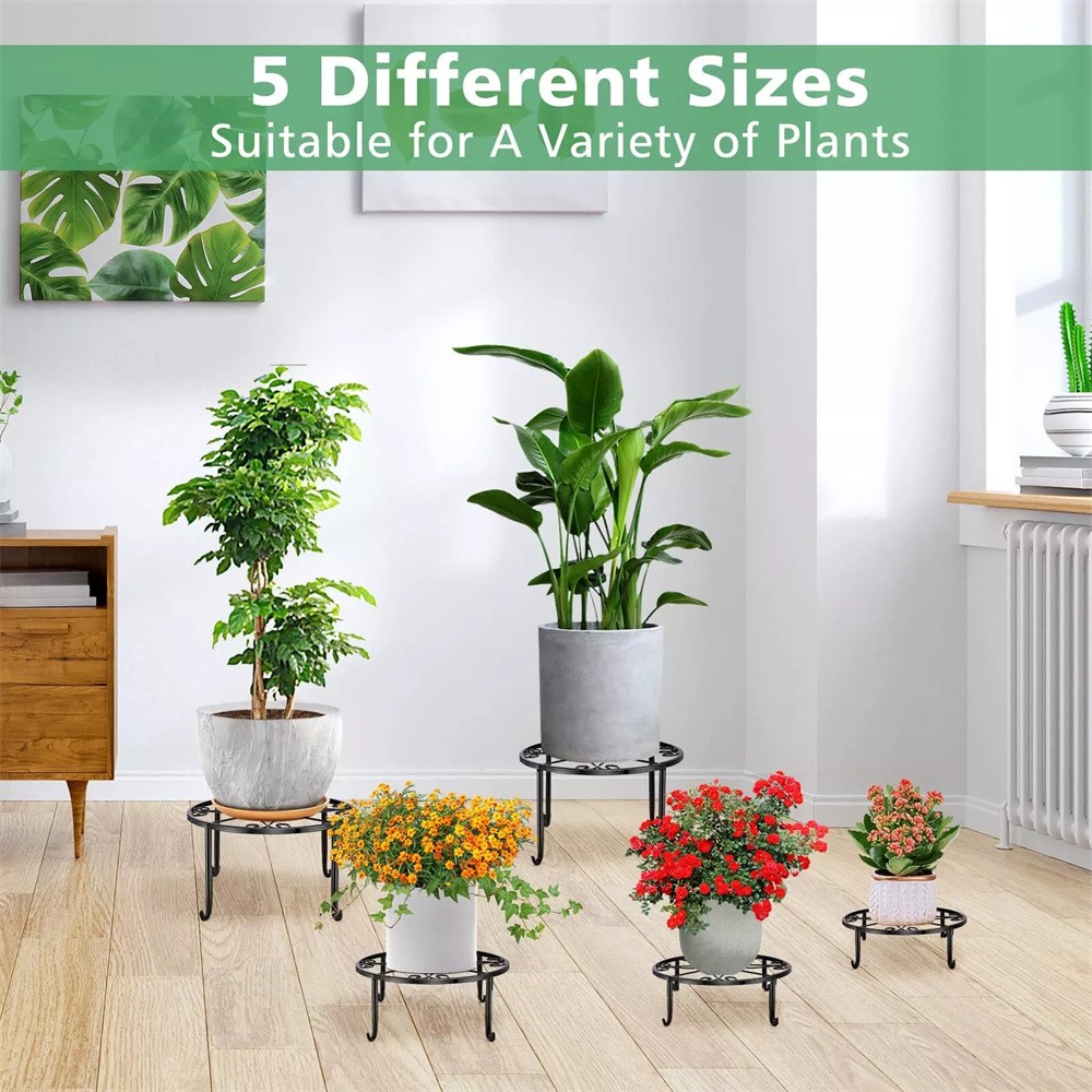 Metal Plant Stand Heavy Duty Flower Pot Stands For Outdoor Indoor Plants 5 Pack
