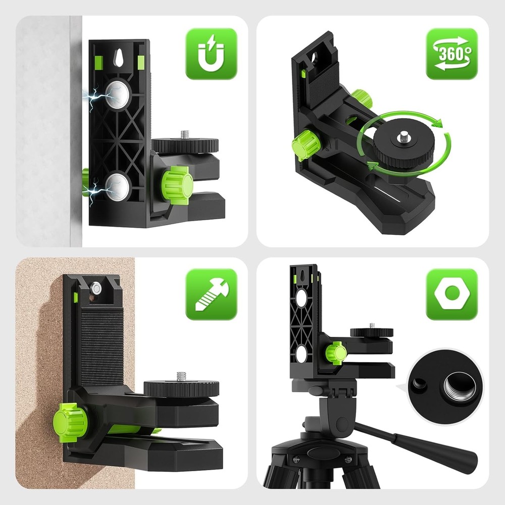Fine-adjustment bracket for line-point laser level, magnetic rotating base