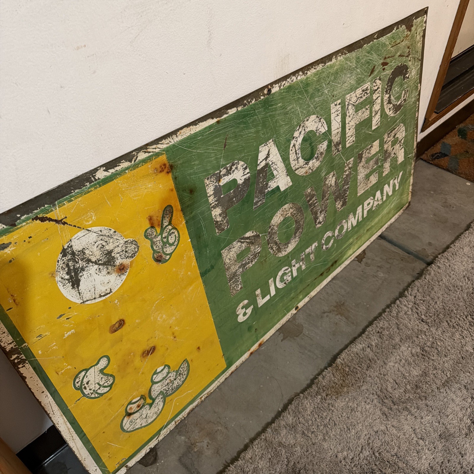 Vintage Pacific Power & Light Co Metal Utility Sign 48”x24”