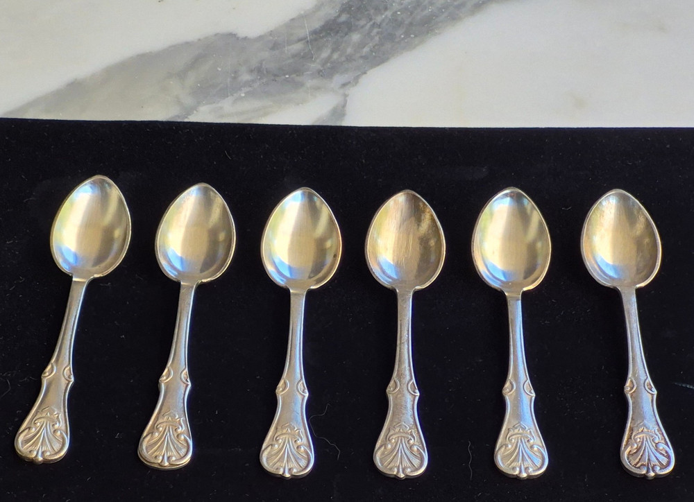 Demitasse Spoons PRIMA S.P Mongrammed MK 4.25" Fleur-de-Lis Pattern discontinued