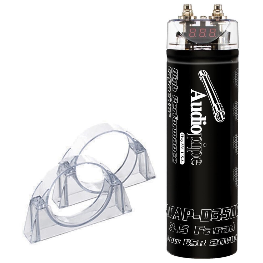 AUDIOPIPE 3.5 FARAD POWER CAPACITOR w/DIGITAL VOLTAGE DISPLAY & STATUS INDICATOR