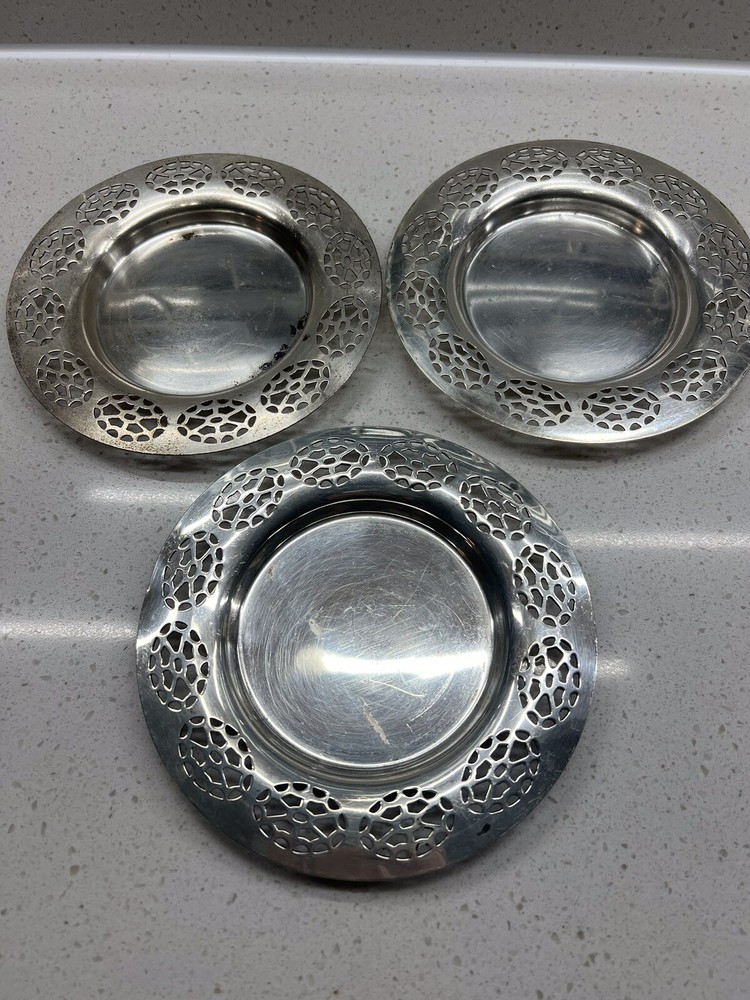 Silverplate Coasters, Small Serving Plates, Set Of 3