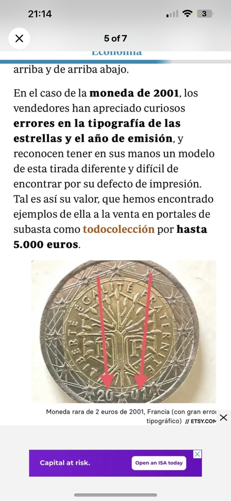 Rare Error French 2 Euro Coin - 2001 Multiple Errors