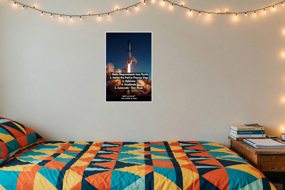 Elon Musk Engineering Principles Rocket Launch 12x18 Poster