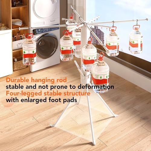 Clothes Drying Rack, Telescoping Tripod Foldable Laundry Dryer, Portable White