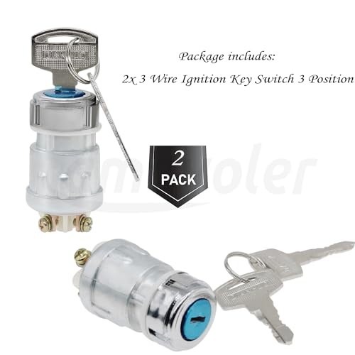 2 PCS 3 Wire Ignition Key Switch 3 Position Replacement Fit for Manco American