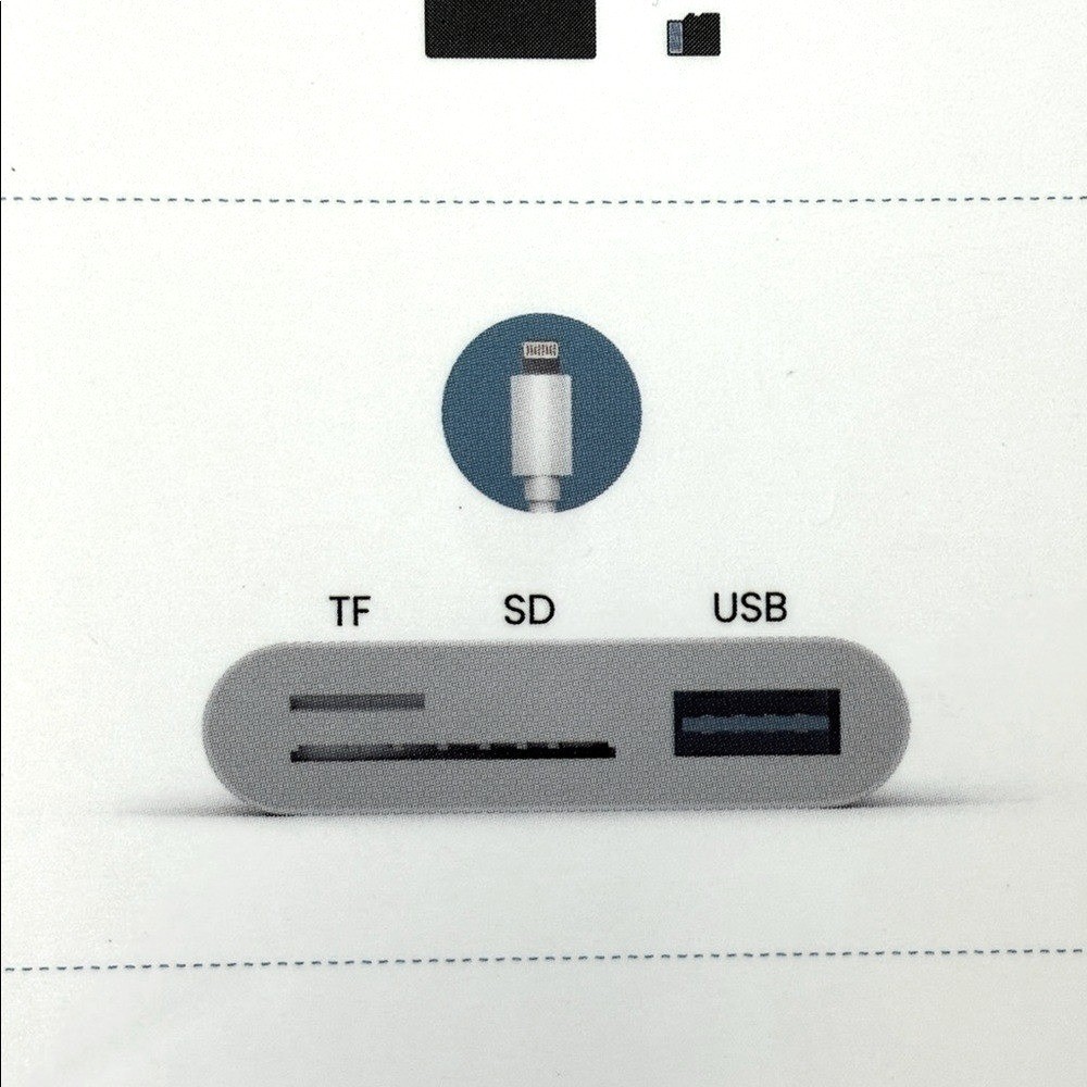 Lightning to SD/TF Card Camera Reader for iPhone and iPad - White