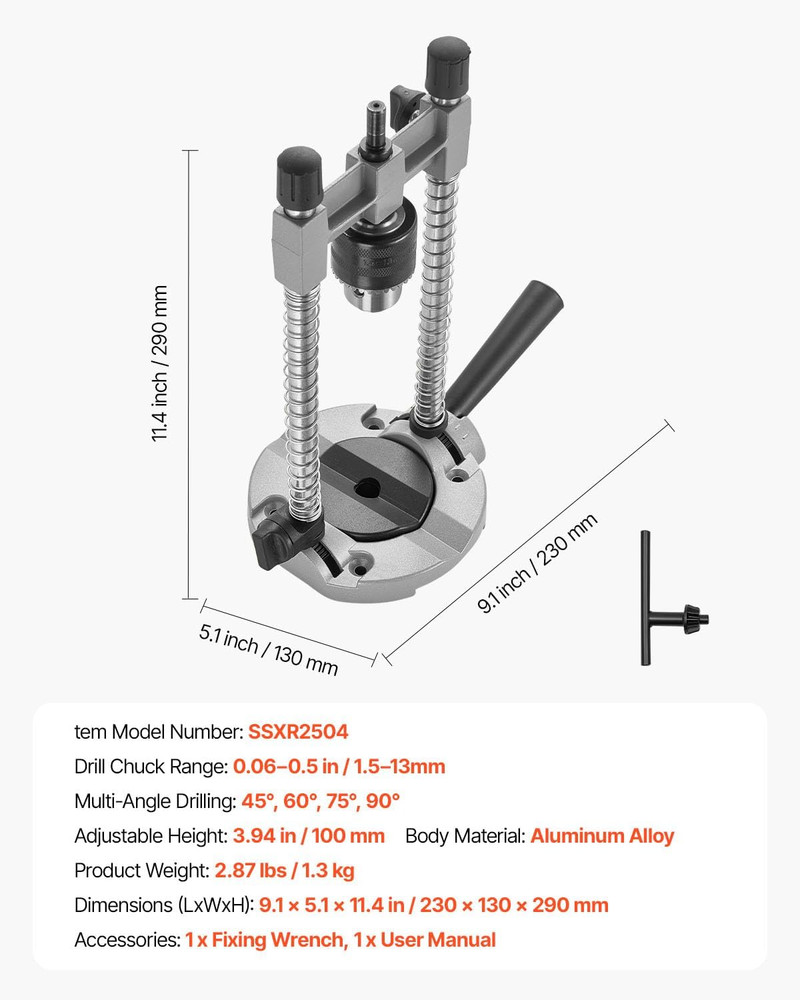 Drill Guide, Multi-Angle Press Portable Precision Drilling Guide Jig Attachment.