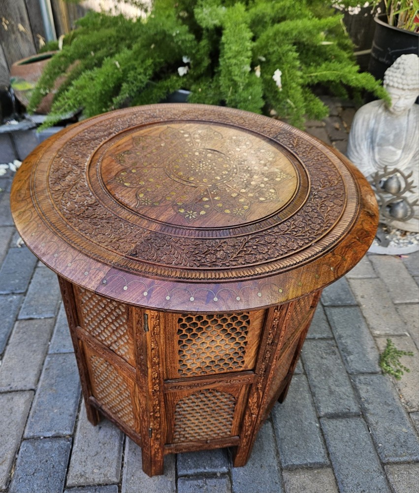 VTG Anglo Indian Octagonal Side Table 21" Tall