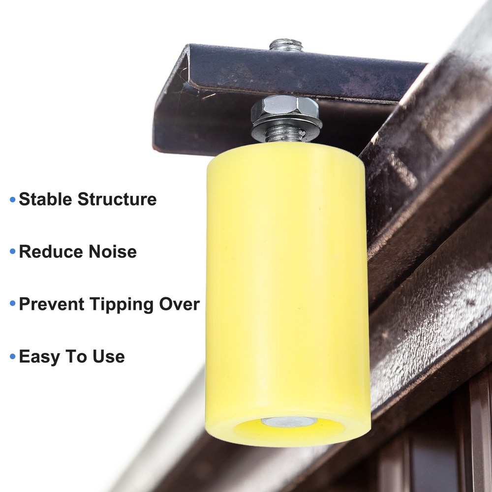 2Pcs Slide Gate Guide Roller, 5" Nylon Sliding Gate Support Assembly, Yellow