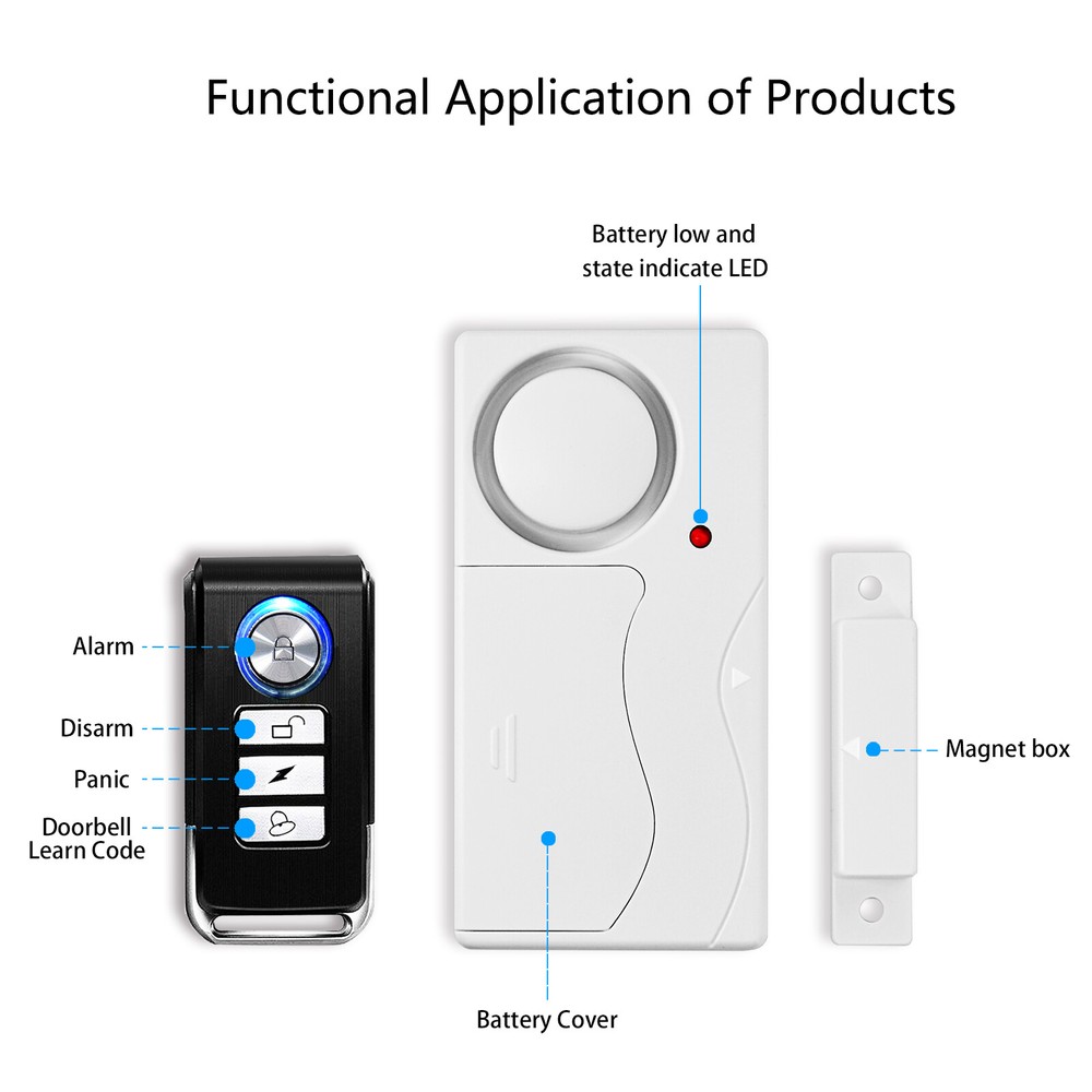 Magnetic Sensor Alarm Set Entry Window Door Open Reminder Arm Mode Detector Bell