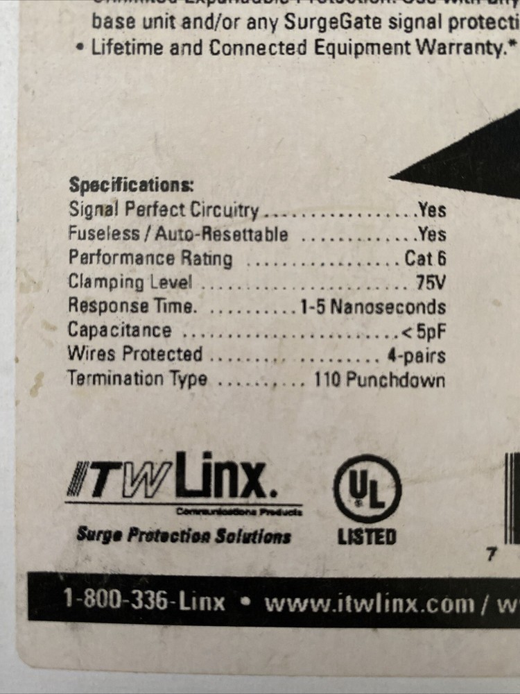 SurgeGate 1Gb CAT6-75 Network Systems Equipment Server Surge Protector