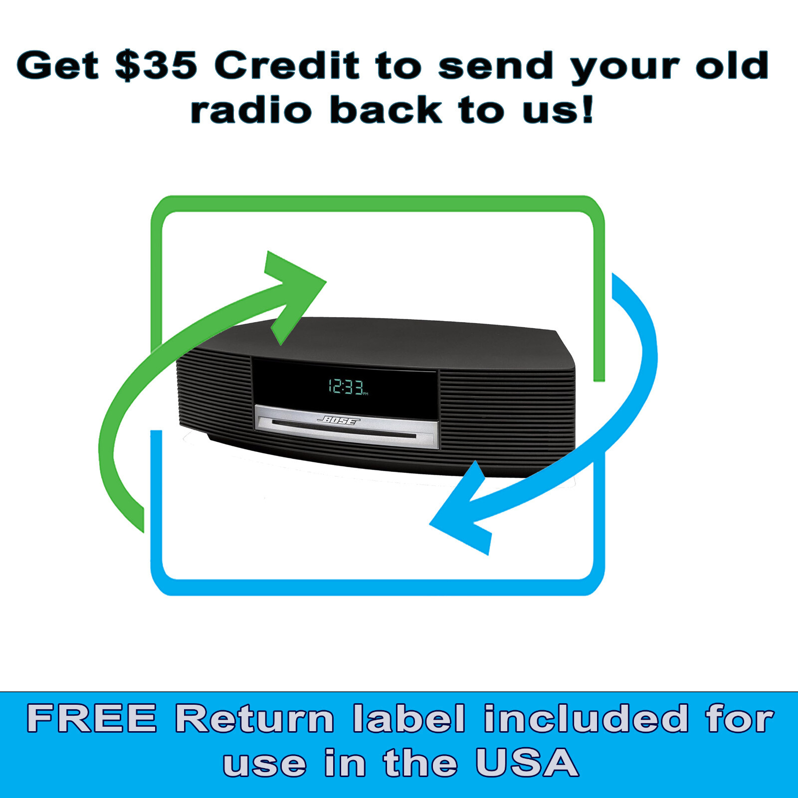 FULLY REFURBISHED Bose Wave Music System AM/FM Radio and CD Player AWRCC1